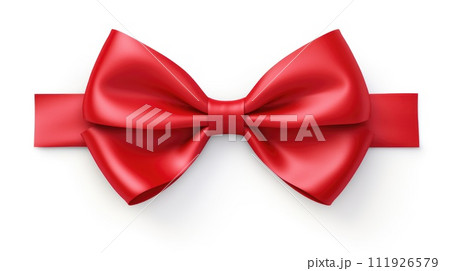 AI-generated content. Red satin bow isolated on white background. 111926579