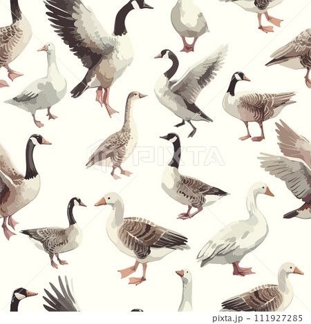 Seamless watercolor pattern goose for print. Seamless watercolor pattern goose for print. 111927285