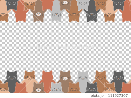 並んだ猫たちのフレームイラスト 並んだ猫たちのフレームイラスト 111927307