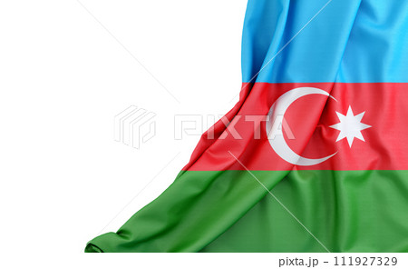 Flag of Azerbaijan with empty space on the left. Isolated. 3D Rendering 111927329