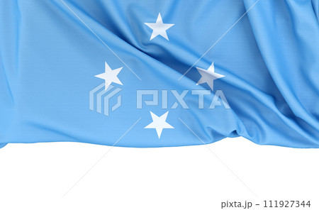 Flag of Federated States of Micronesia isolated on white background with copy space below. 3D rendering 111927344