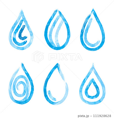 Watercolor blue water drops isolated on white Watercolor blue water drops isolated on white 111928628