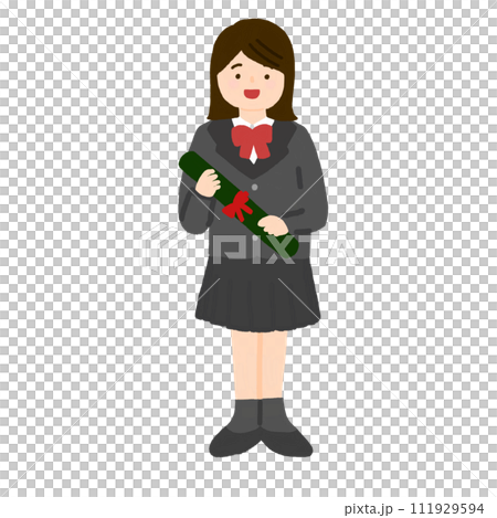 School girls with diploma 111929594