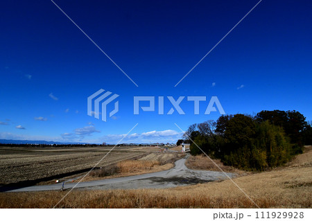 荒川の、広々とした河川敷の冬景色 荒川の、広々とした河川敷の冬景色 111929928