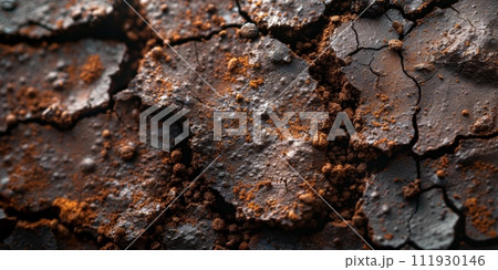 AI-generated content. Roasted coffee beans and ground coffee on dark background. Copy space 111930146