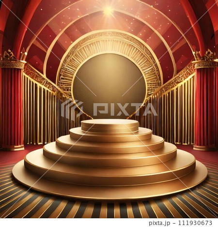 スポットライトが当たる、表彰式が行われるステージ 111930673