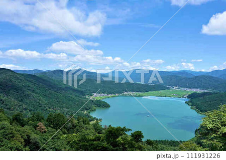 賤ヶ岳山頂からの余呉湖の風景 賤ヶ岳山頂からの余呉湖の風景 111931226