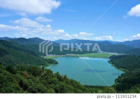 賤ヶ岳山頂からの余呉湖の風景 賤ヶ岳山頂からの余呉湖の風景 111931234