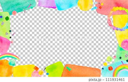 Rainbow colorful watercolor frame 111931461