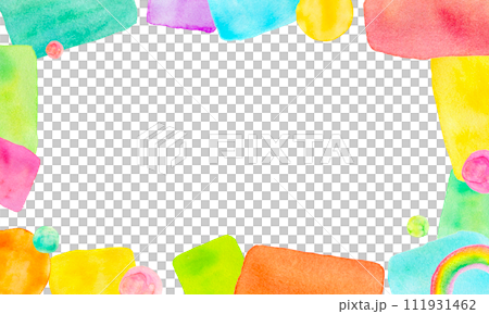 Rainbow colorful watercolor frame 111931462