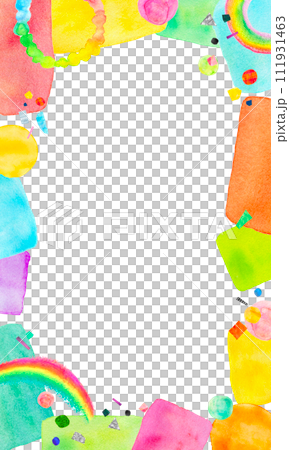 Rainbow colorful watercolor frame 111931463