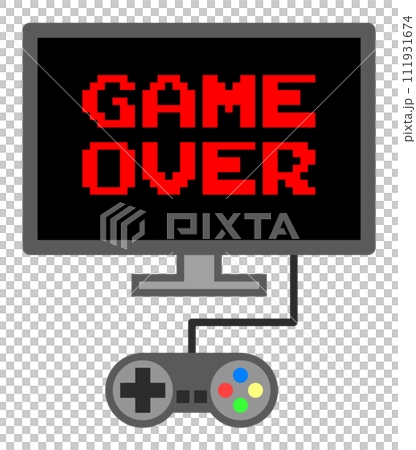 家庭用ゲーム機で遊んでプレイヤー死亡でゲームオーバーとなったイラスト 家庭用ゲーム機で遊んでプレイヤー死亡でゲームオーバーとなったイラスト 111931674