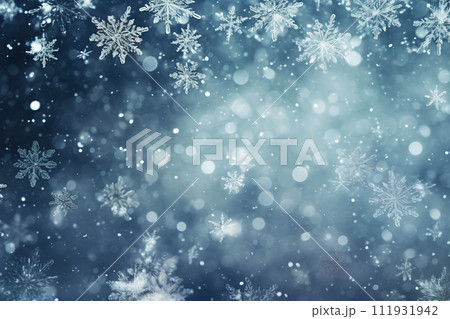 Winter background with snowflakes. Christmas and New Year background. Generative AI 111931942