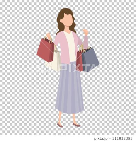 Illustration of a woman holding shopping bags Illustration of a woman holding shopping bags 111932383