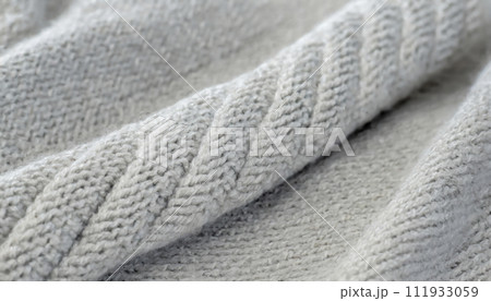ニットウールまたはカシミアのテクスチャ　 暖かいセーター生地クローズ アップ　AI生成画像 111933059