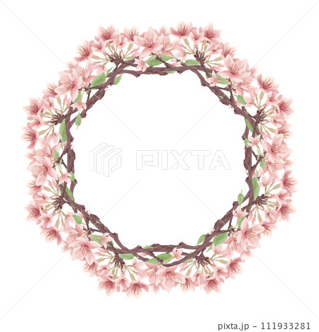 葉桜の八角形ベクターフレーム(水彩風) 葉桜の八角形ベクターフレーム(水彩風) 111933281