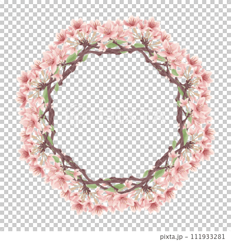 葉桜の八角形ベクターフレーム(水彩風) 葉桜の八角形ベクターフレーム(水彩風) 111933281