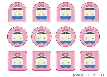 0系新幹線のイラストシール風　ピンク 111933611