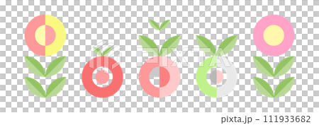 geometry abstract fruit vegetables flowers spring bauhaus background 111933682