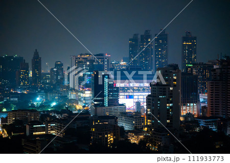 Bangkok skyline view at night from a rooftop restaurant, Bangkok Thailand 111933773