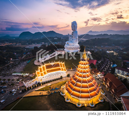 Aerial view of Wat Huay Pla Kang: Goddess of Mercy, in Chiang Rai, Thailand Aerial view of Wat Huay Pla Kang: Goddess of Mercy, in Chiang Rai, Thailand 111933864
