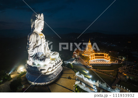 Aerial view of Wat Huay Pla Kang: Goddess of Mercy, in Chiang Rai, Thailand Aerial view of Wat Huay Pla Kang: Goddess of Mercy, in Chiang Rai, Thailand 111933932