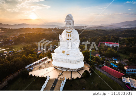 Aerial view of Wat Huay Pla Kang: Goddess of Mercy, in Chiang Rai, Thailand Aerial view of Wat Huay Pla Kang: Goddess of Mercy, in Chiang Rai, Thailand 111933935