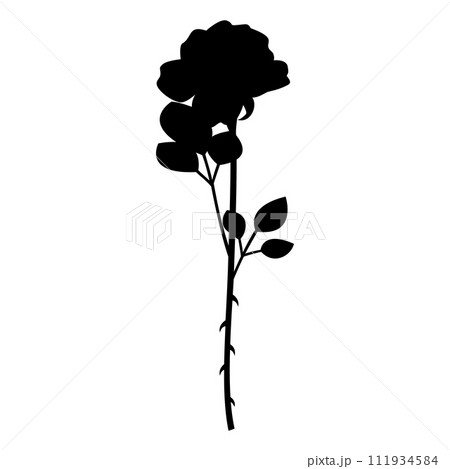 一輪の薔薇のシルエット、アイコン、ベクター 111934584