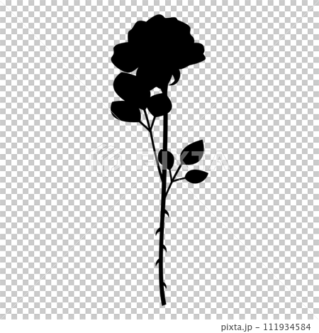 一輪の薔薇のシルエット、アイコン、ベクター 111934584