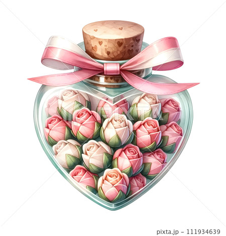 gift box with pink roses and petals 111934639