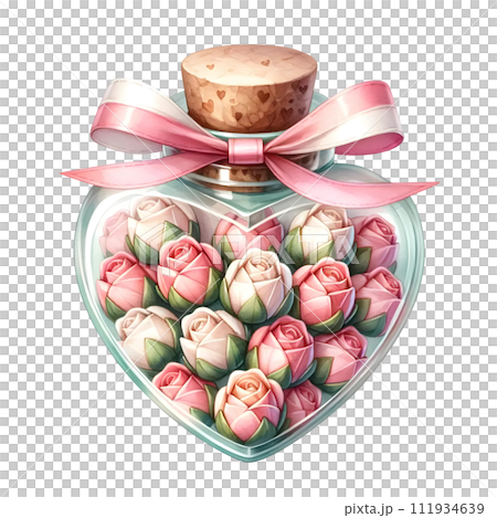 gift box with pink roses and petals 111934639