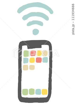 芋版風　スマホ　ワイファイマーク　イラスト 111934666