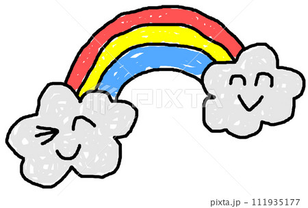子供が描いた可愛い雲とカラフルな虹のイラスト 子供が描いた可愛い雲とカラフルな虹のイラスト 111935177