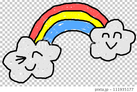 子供が描いた可愛い雲とカラフルな虹のイラスト 子供が描いた可愛い雲とカラフルな虹のイラスト 111935177