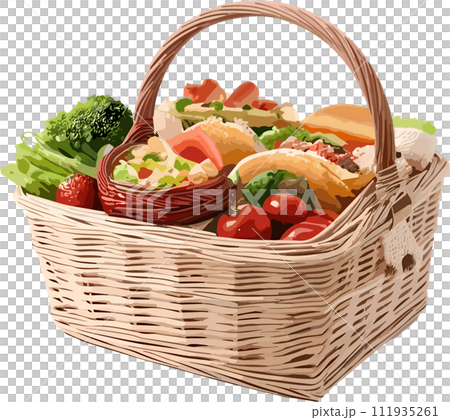 picnic basket full of vegetables 111935261