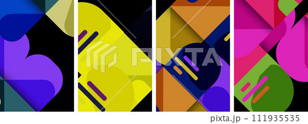 Geometric colorful poster backgrounds with squares and circles 111935535
