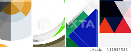 Minimal geometric abstract background with circles, lines and triangles 111935588