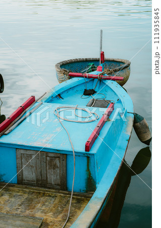 man and woman on boat man and woman on boat 111935845