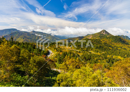 秋の志賀高原 横手山山頂からの眺望 秋の志賀高原 横手山山頂からの眺望 111936002