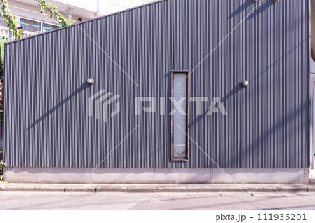 street wall background ,Industrial background, empty grunge urban street with warehouse brick wall 111936201