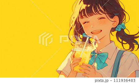 飲み物を飲む女の子 111936483