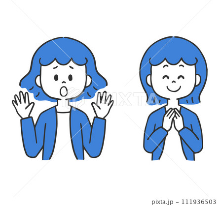 驚く　感謝する　女性 111936503