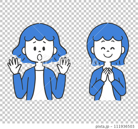 Surprised and grateful woman 111936503