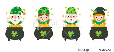 Gnomes Saint Patrick's Day Clipart, Gnome man and woman Saint Patricks, 111936528