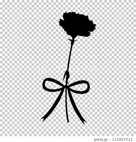 Single carnation and ribbon silhouette, icon, vector Single carnation and ribbon silhouette, icon, vector 111937521