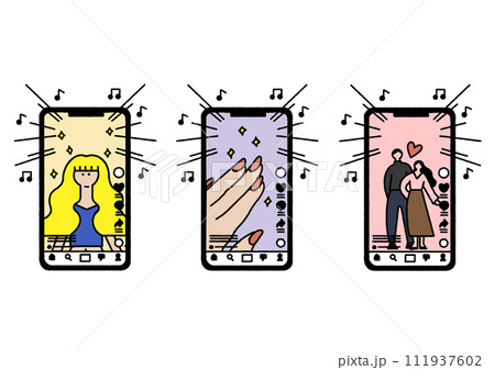 TikTokでライフスタイルを投稿するイラスト 111937602