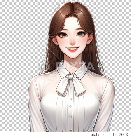 白襯衫長髮睜大眼睛AI創造的接待員 111937608