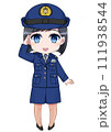敬礼をする制服の女性警察官 111938544