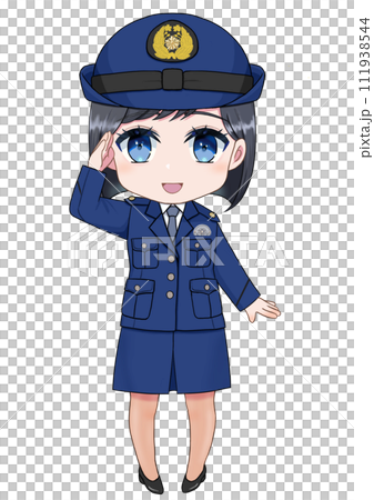 穿著制服敬禮的女警官 穿著制服敬禮的女警官 111938544