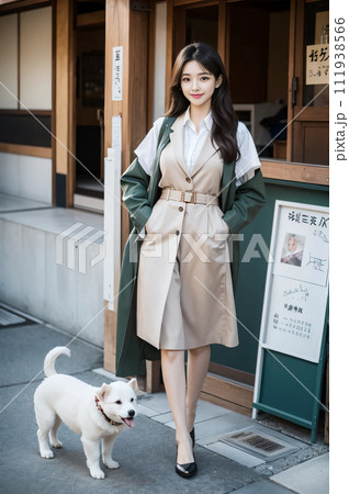 犬と散歩を楽しむ若い女性 AIグラビア AI写真 AI画像 犬と散歩を楽しむ若い女性 AIグラビア AI写真 AI画像 111938566